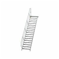 Treppe mit Plattform 45° Stufenbreite 1000 mm 18 Stufen Aluminium geriffelt