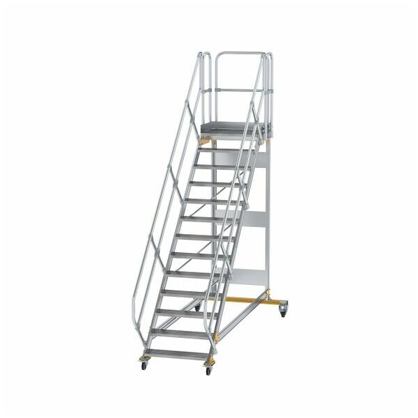 Escalera de plataforma 45° móvil Ancho de escalón 800 mm 13 escalones Aluminio acanalado