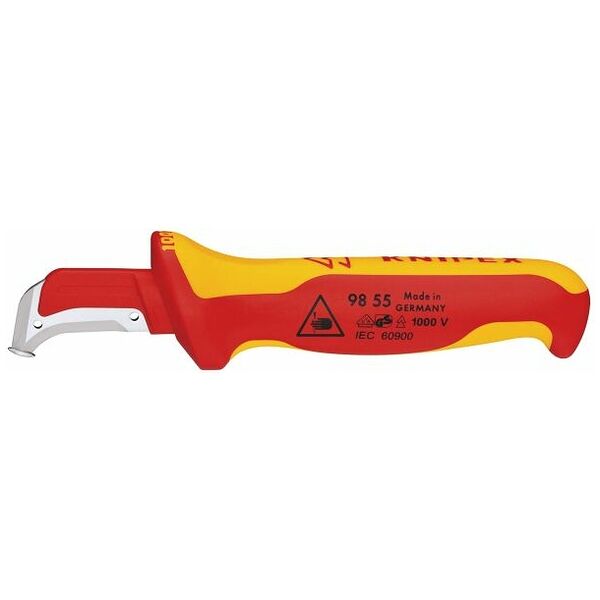 Cable stripping knife VDE insulated, with slide plate