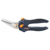 Multi-purpose shears with 2-component handles angled, with adjustable handle opening