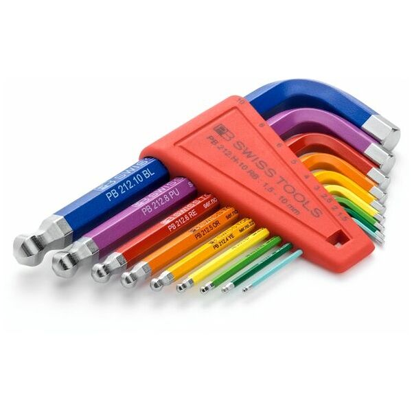 6-kant-Winkelschraubendreher-Satz, mit Kugelkopf pulverbeschichtet, Anzahl Schraubendreher: 9