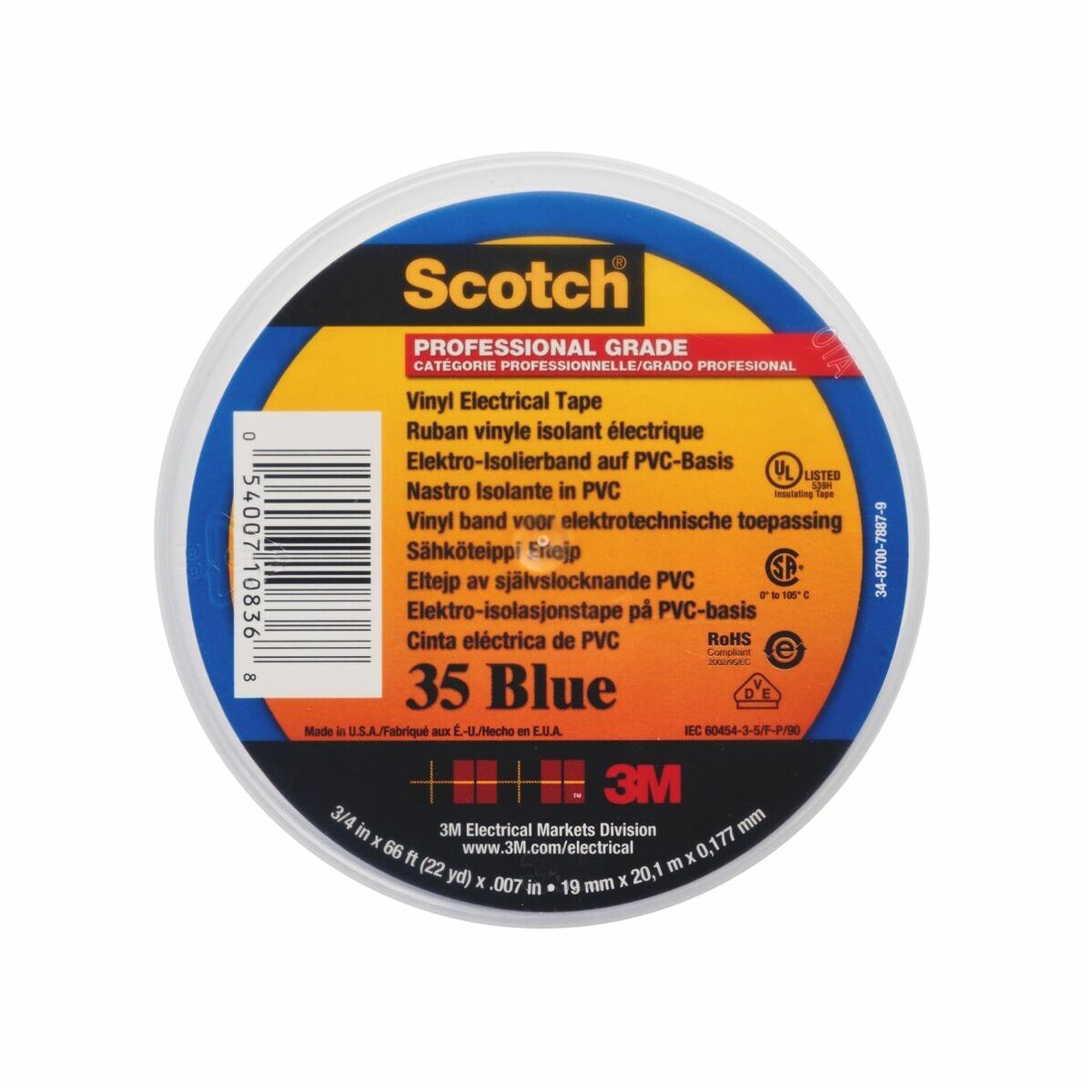 Il suffit d'acheter Ruban de codage couleur électrique vinyle Scotch® 35,  19 mm x 20 m, Bleu