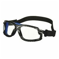 3M™ Solus™ 1000 Veiligheidsbril, blauw/zwart montuur, Scotchgard™ condenswerende en krasbestendige coating (K&N), heldere lenzen, TPE-pakking en neopreenband, S1101NSGAF-TSKT-EU, 20/doos