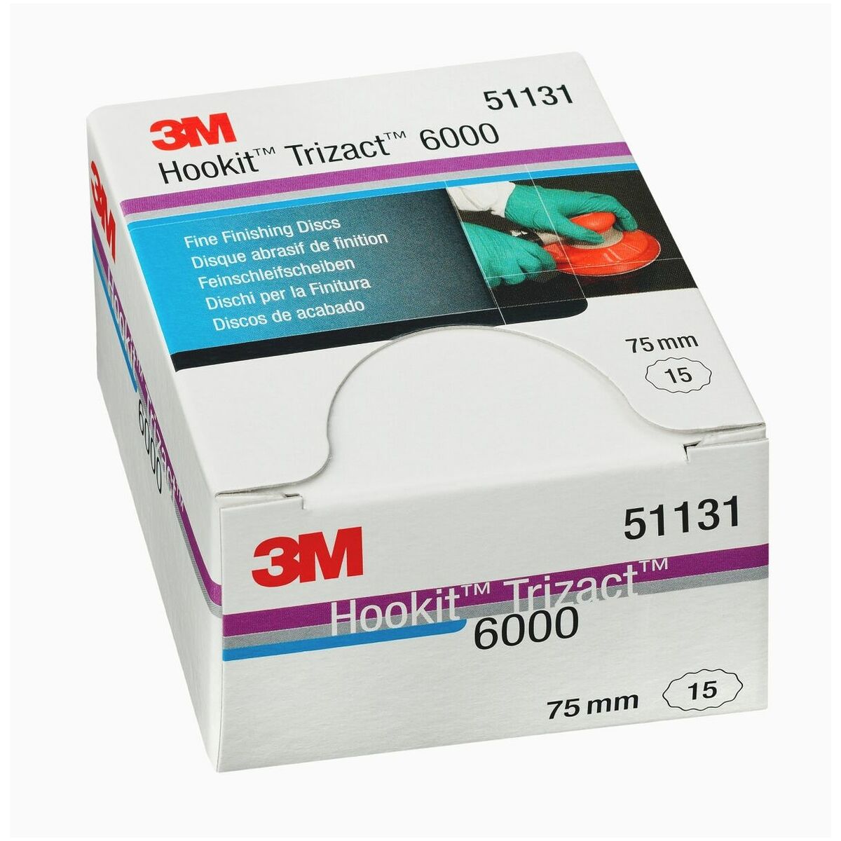 Disque abrasif en mousse 3M™ Trizact™ Hookit™ 443SA 6000, 75 mm