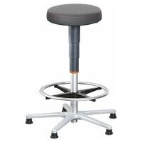 Work stool, synthetic leather, with glides and footrest ring, high