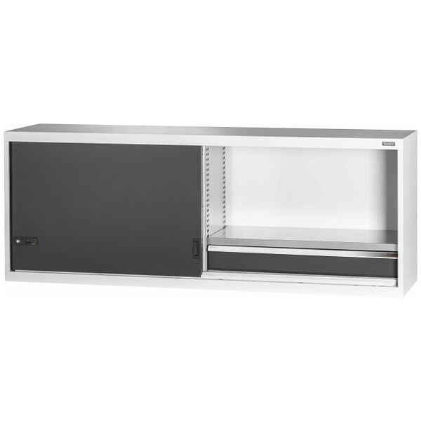 Top-mounted cabinet with drawer, Plain sheet metal sliding doors 750 mm