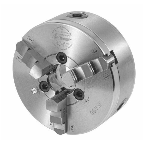 Three-jaw lathe chuck steel short taper mount DIN 55027 250/6 mm GARANT