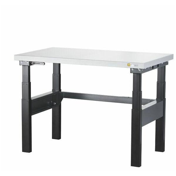 ESD workstation with electric height adjustment Max. load capacity 250 kg, ESD worktop 1250