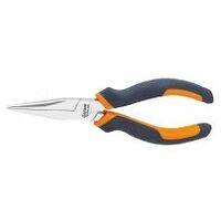 Long snipe nose pliers, chrome-plated, with grips  160 mm