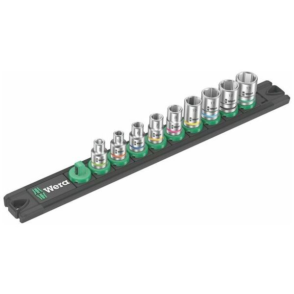Magnetic socket rail A 4 Zyklop socket set, 1/4″ drive, 9 pieces