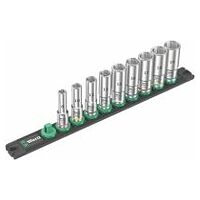 Magnetic socket rail B Deep 1 socket set, 3/8″ drive, 9 pieces