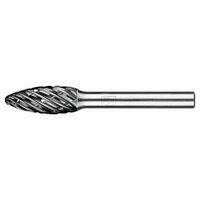 Tungsten carbide high-performance burr STEEL flame B dia. 10x25 mm shank dia. 6 mm HICOAT for steel