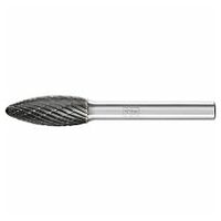 Tungsten carbide high-performance burr flame B dia. 10x25 mm shank dia. 6 mm Z3P HICOAT universal