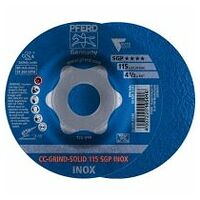 Disque abrasif CC-GRIND SOLID 115x22,23 mm, gamme spéciale COARSE SGP INOX pour acier inoxydable