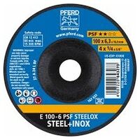 Grinding wheel E 100x6.3x16 mm Universal Line PSF STEELOX for steel/stainless steel
