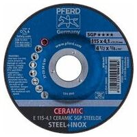 Grinding wheel E 115x4.1x22.23 mm CERAMIC Performance Line SG STEELOX for steel/stainless steel