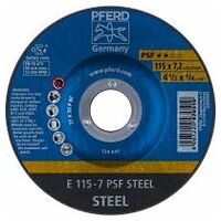 Disco de desbaste E 115x7,2x22,23 mm línea universal PSF STEEL para acero