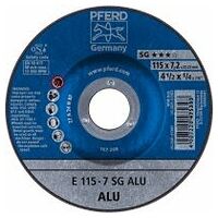 Disco de desbaste E 115x7,2x22,23 mm línea alto rendimiento SG ALU para aluminio