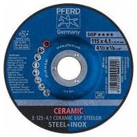 Grinding wheel E 125x4.1x22.23 mm CERAMIC Performance Line SG STEELOX for steel/stainless steel