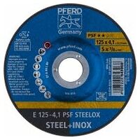 Grinding wheel E 125x4.1x22.23 mm Universal Line PSF STEELOX for steel/stainless steel