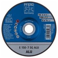 Disco de desbaste E 150x7,2x22,23 mm línea alto rendimiento SG ALU para aluminio