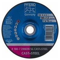Disco de desbaste E 180x7,2x22,23 mm circonio línea alto rendimiento SG CAST+STEEL para fundición/acero