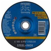 Disco de desbaste E 180x8,3x22,23 mm línea universal PSF STEELOX para acero/acero inoxidable