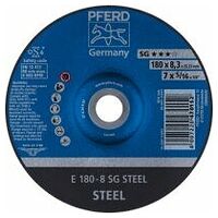 Disco de desbaste E 180x8,3x22,23 mm línea alto rendimiento SG STEEL para acero