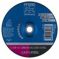 Grinding wheel E 230x4.1x22.23 mm ZIRKON Performance Line SG CAST+STEEL for cast material/steel