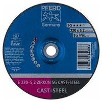 Grinding wheel E 230x5.2x22.23 mm ZIRKON Performance Line SG CAST+STEEL for cast material/steel