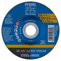 Disque à tronçonner EH 125x2,4x22,23 mm à moyeu déporté gamme universelle PSF STEELOX pour acier/acier inoxydable (10)