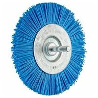 Wheel brush crimped RBU dia. 100 mm shank dia. 6 mm BLUE filament dia. 1.10 mm grit 180 power drills