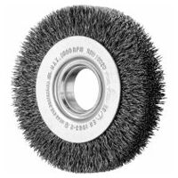 POS wheel brush wide crimped RBU dia. 100x20xvariable hole steel wire dia. 0.30 bench grinder
