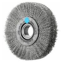 wheel brush wide crimped RBU dia. 125x28xvariable hole stainless steel wire dia. 0.30 bench grinder