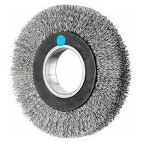 POS wheel brush wide crimped RBU dia. 150x25xvariable hole stainless steel wire dia. 0.30 bench grinder