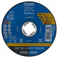 Disco de corte EHT 125x1,6 mm X-LOCK recto línea universal PSF STEELOX para acero/acero inoxidable