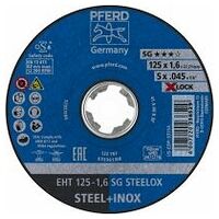 Disco de corte EHT 125x1,6 mm X-LOCK recto línea alto rendimiento SG STEELOX para acero/acero inoxidable