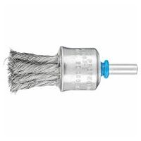 End brush with plastic protection knotted PBG dia. 23 mm shank dia. 6 mm stainless steel wire dia. 0.25