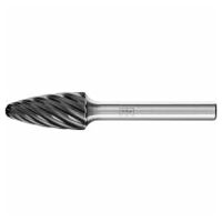 Tungsten carbide high-performance burr INOX tree shape with radius end RBF dia. 12x25 mm shank dia. 6 mm HICOAT stainless steel