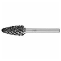 Tungsten carbide high-performance burr STEEL tree shape with radius end RBF dia. 12x25 mm shank dia. 6 mm HICOAT for steel