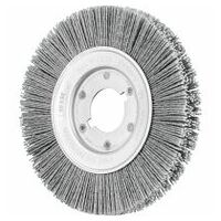 Spazzola a disco sottile con filo non ritorto RBU, foro Ø 150x16xvariabile, filamento in SiC Ø 1,00 mm, granulo 80