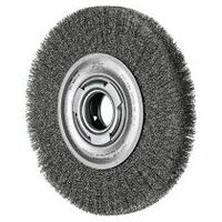 wheel brush wide crimped RBU dia. 180x25xvariable hole stainless steel wire dia. 0.20 bench grinder