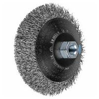 Bevel brush crimped KBU dia. 125x10 mm M14 stainless steel wire dia. 0.35 mm angle grinders