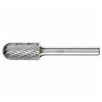 Tungsten carbide high-performance burr TOUGH cylindrical with radius end WRC dia. 12x25 mm shank dia. 6 mm impact-resistant