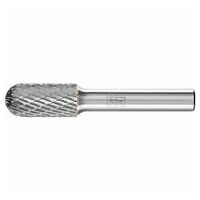 Tungsten carbide high-performance burr TOUGH cylindrical with radius end WRC dia. 12x25 mm shank dia. 8 mm impact-resistant