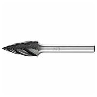 Tungsten carbide high-performance burr ALU pointed tree SPG dia. 12x25 mm shank dia. 6 mm HICOAT for aluminium