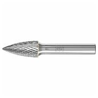 Tungsten carbide high-performance burr TOUGH pointed tree SPG dia. 12x25 mm shank dia. 8 mm impact-resistant