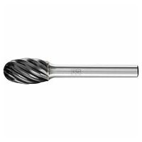 Tungsten carbide high-performance burr INOX oval TRE dia. 12x20 mm shank dia. 6 mm HICOAT stainless steel