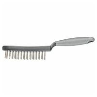 scratch brush with plastic body and ergonomic handle HBUP 2 rows stainless steel wire dia. 0.40