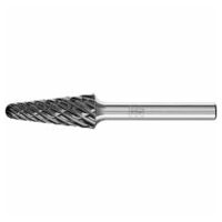 Tungsten carbide high-performance burr STEEL tree shape with radius end KEL dia. 12x30 mm shank dia. 6 mm HICOAT for steel